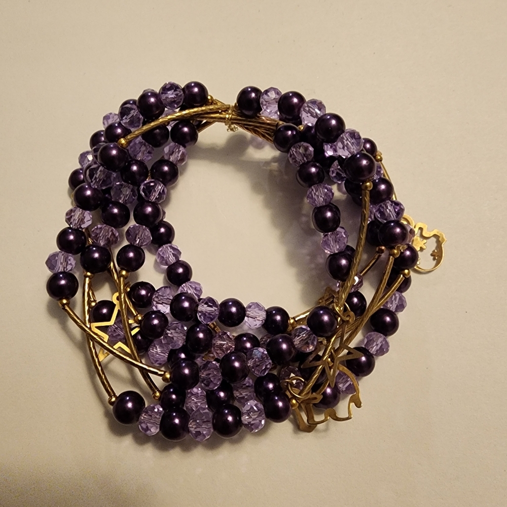 Elegant Purple and Gold Beaded Bracelet